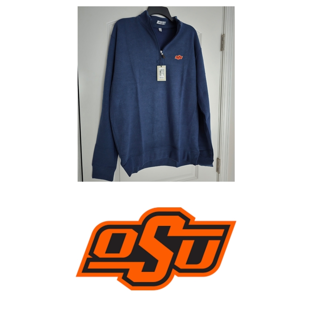 🆕 PETER MILLAR OSU Oklahoma State University Quarter Zip Pullover Sweater